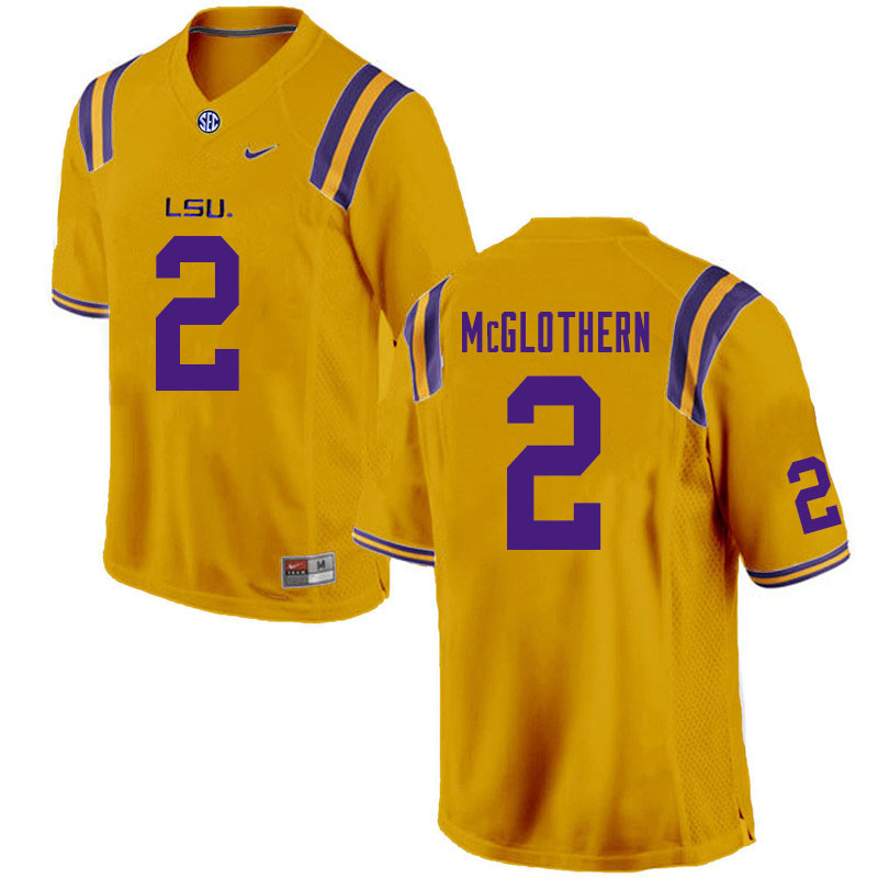 Men #2 Dwight McGlothern LSU Tigers College Football Jerseys Sale-Gold